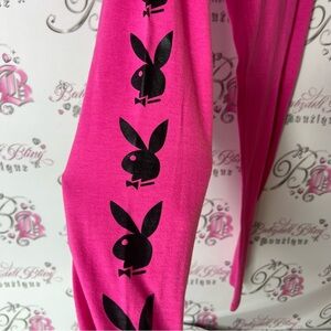 PLAYBOY logo on side playboy bunny rabbit head Pink Black Leggings